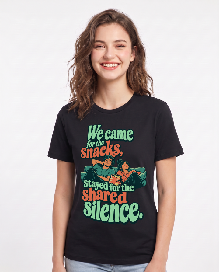Couples Black T-Shirt for Women – Everyday Expression Graphic Tee product image 3