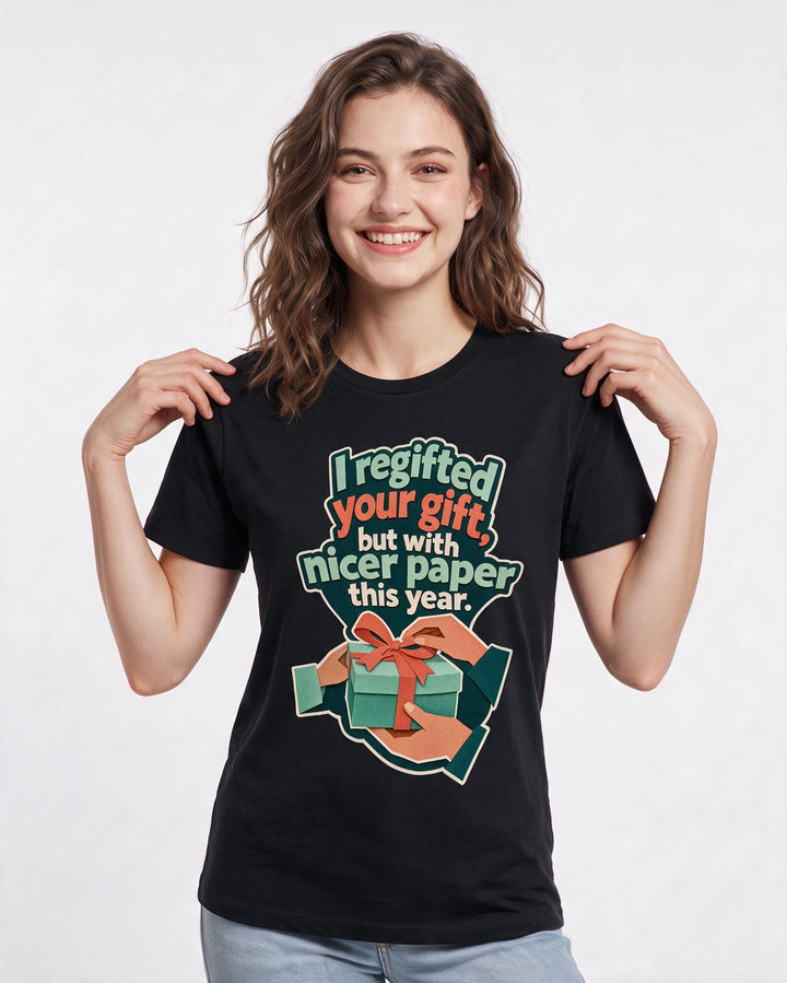 Christmas Black T-Shirt for Women – Holiday Theme Graphic Tee product image 1
