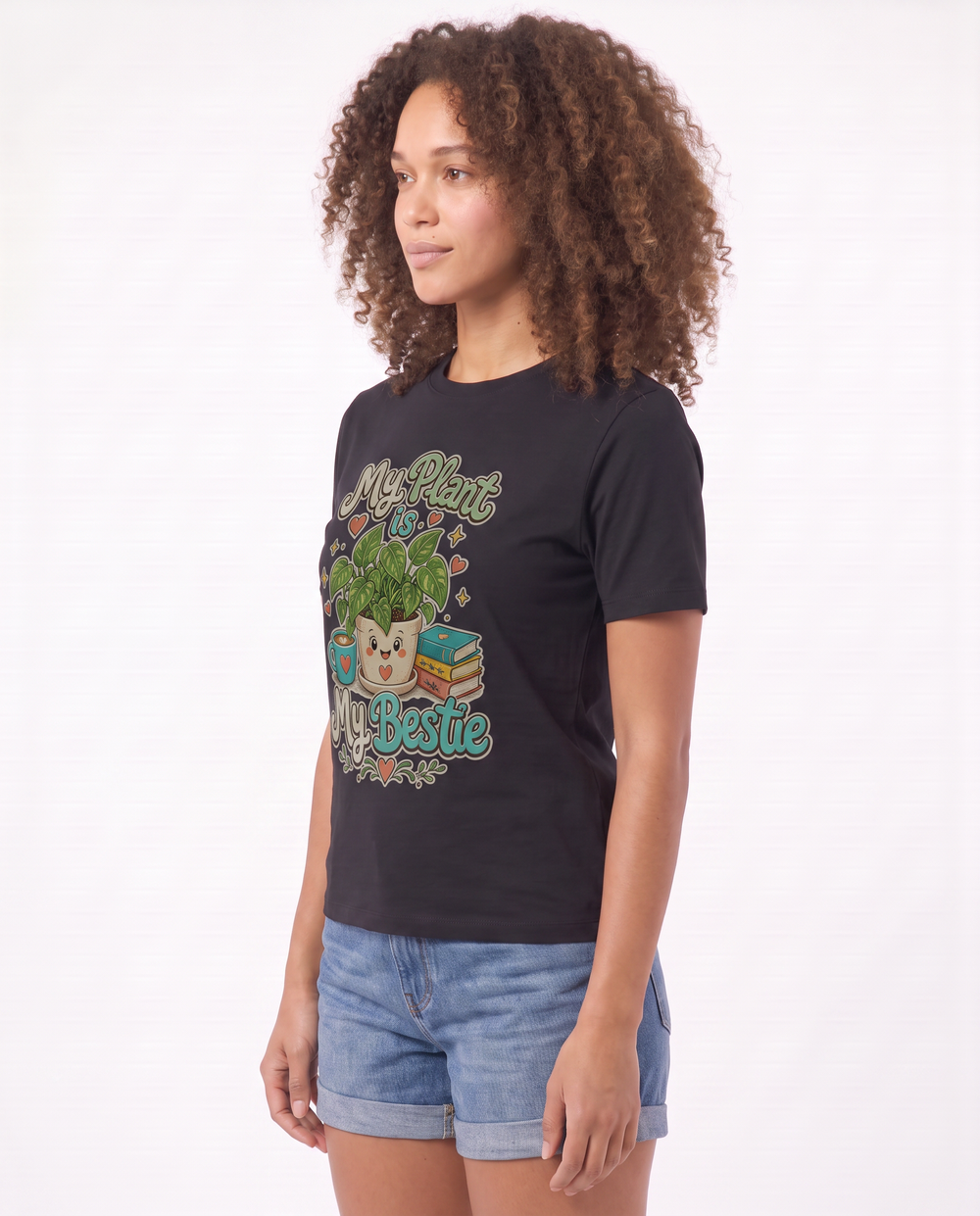 My Plant Is My Bestie Black T-Shirt mockup 2