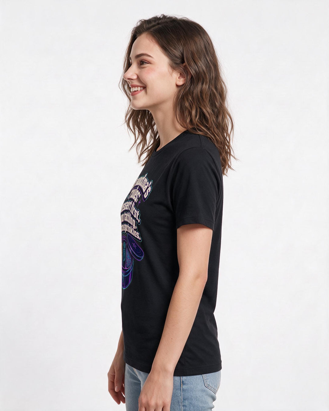Grandparent Women's Black T-Shirt – Grandma's rules: dessert first, no tattling, extra sprinkles. product image 2