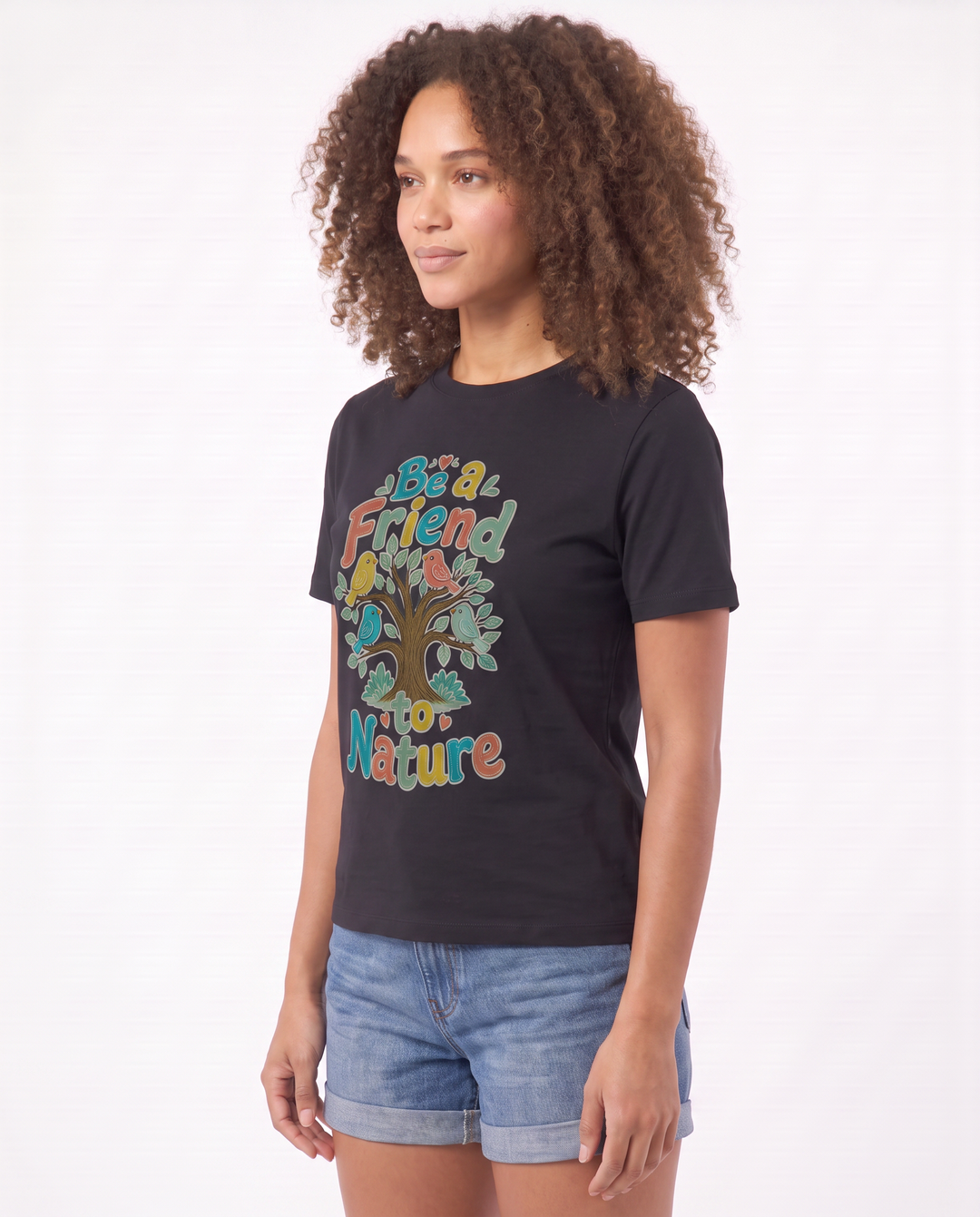 Be A Friend To Nature Black T-Shirt mockup 2