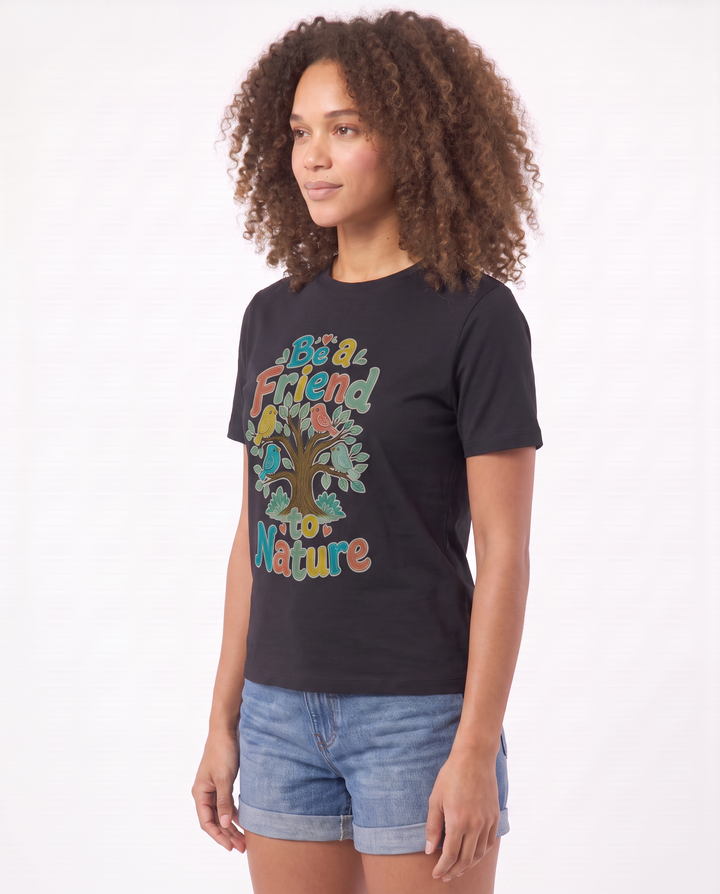 Be A Friend To Nature Black T-Shirt mockup 2