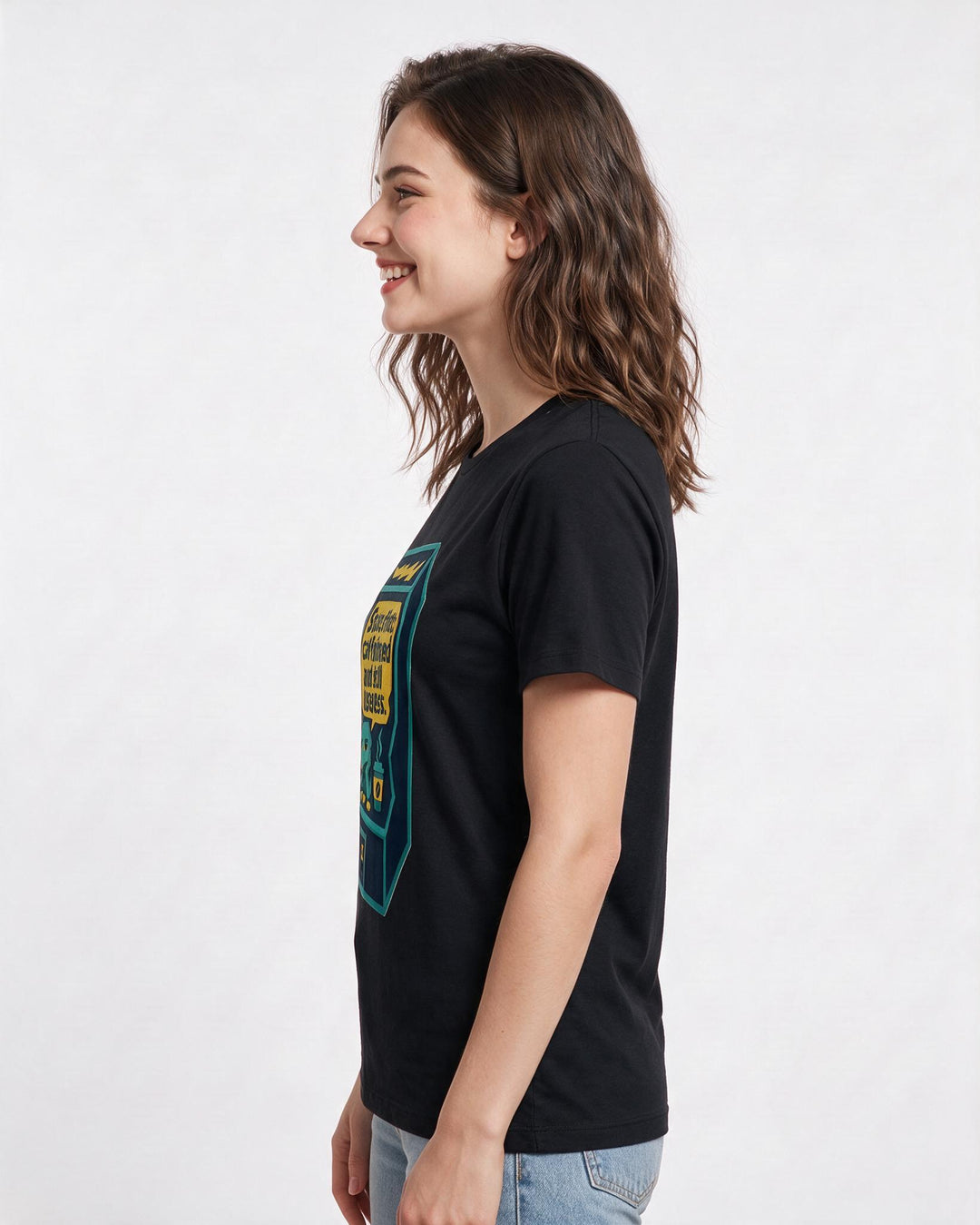 Gaming Women's Black T-Shirt - Status effect: caffeinated and still product image 2