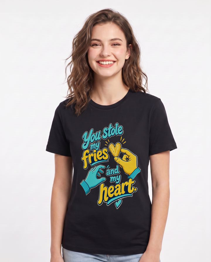 Couples Black T-Shirt for Women – Everyday Expression Graphic Tee product image 1