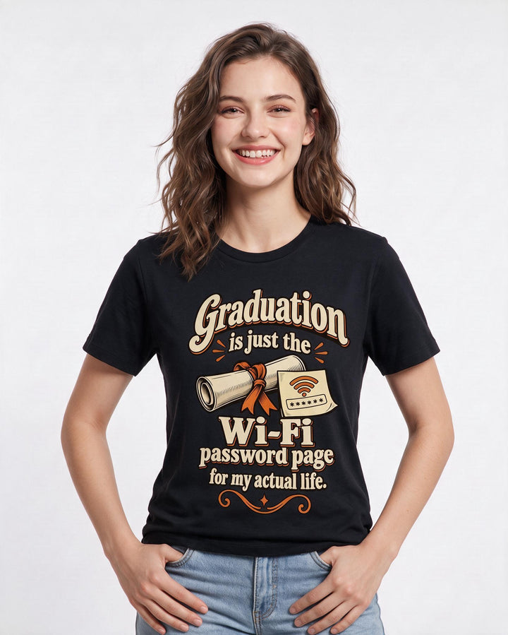 Graduation Black T-Shirt for Women – Everyday Expression Graphic Tee product image 1