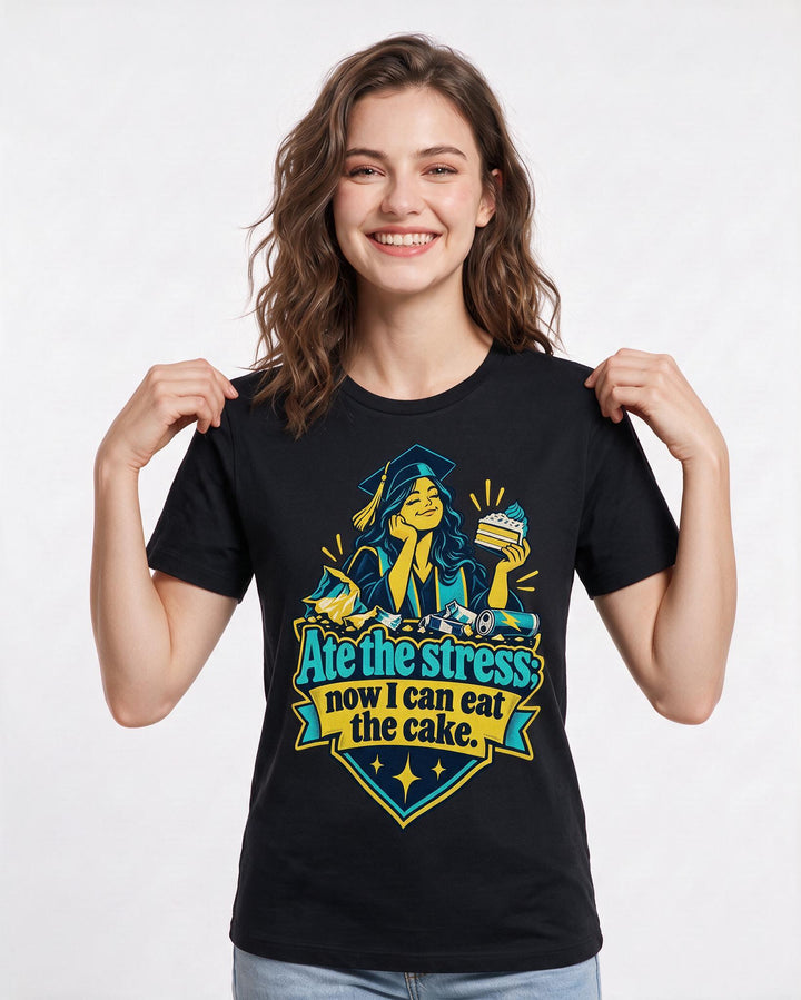 Graduation Black T-Shirt for Women – Everyday Expression Graphic Tee product image 1