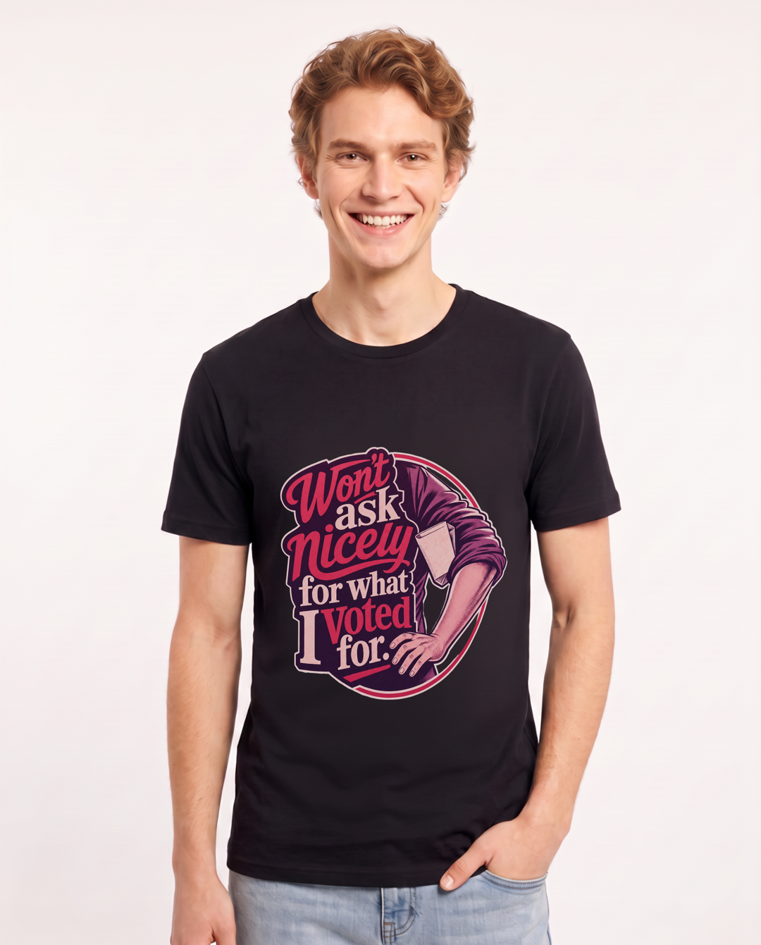 Political Statement Black T-Shirt for Men – Everyday Expression Graphic Tee product image 3