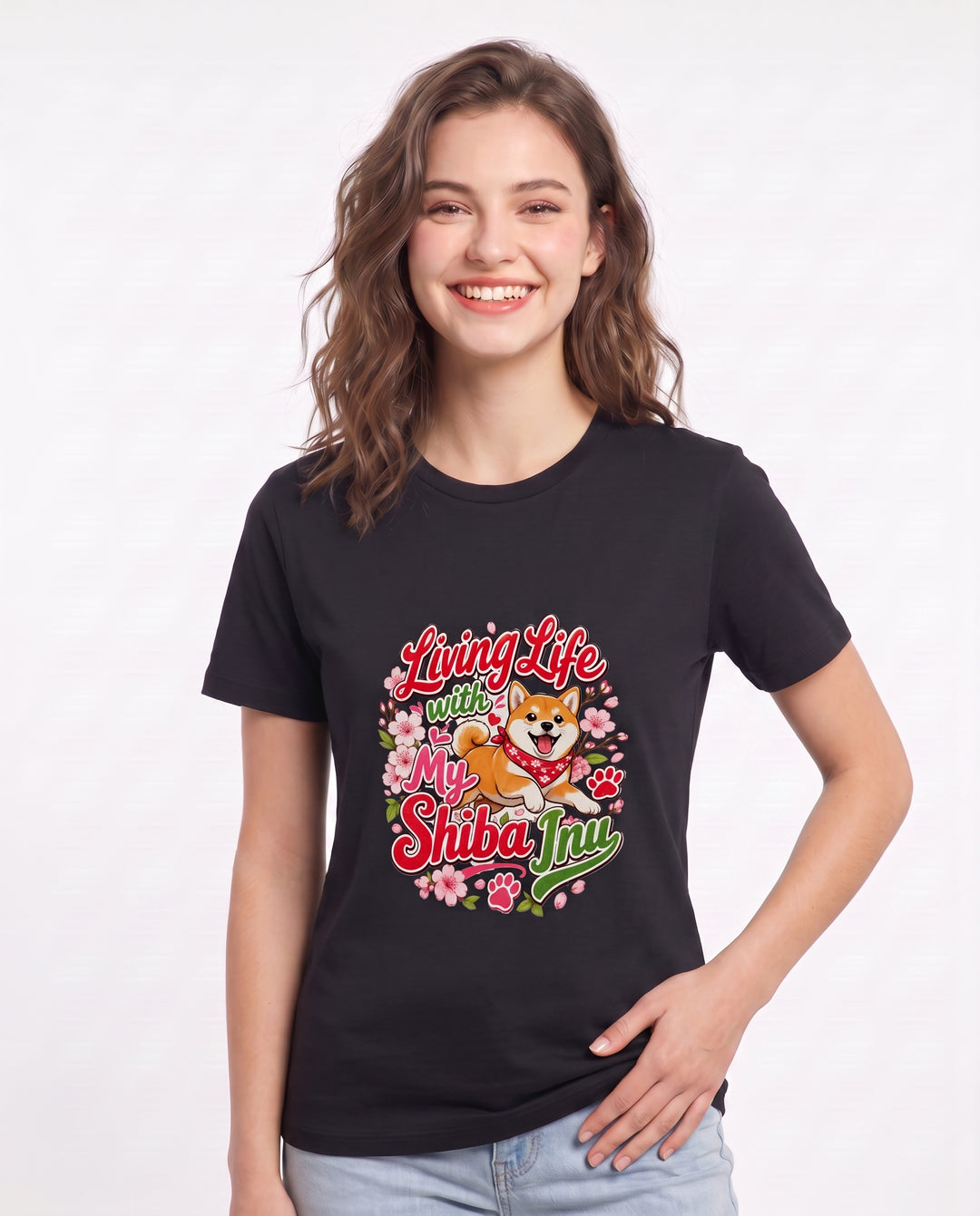 Living Life with My Shiba Inu Women's Black T-Shirt product image 1
