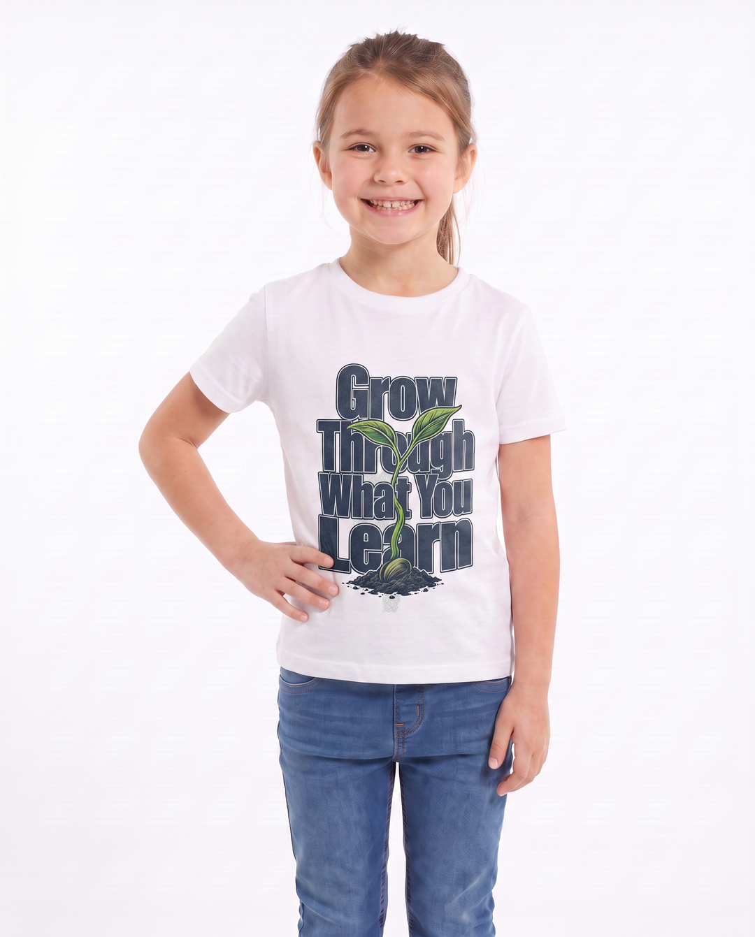 Grow Through What You Learn White T-Shirt mockup 3