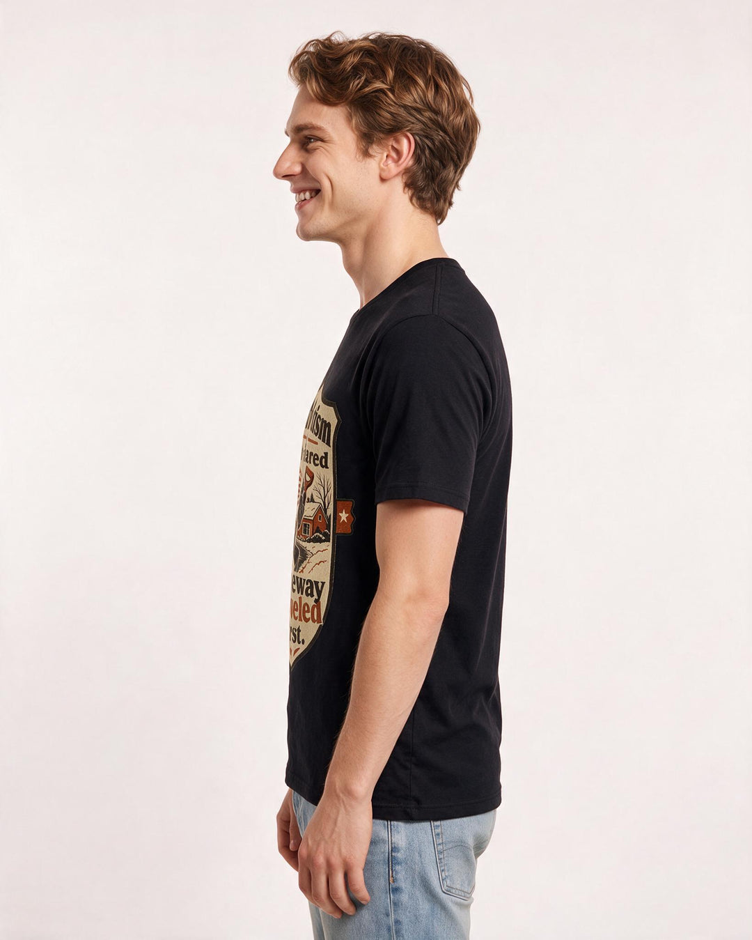 Graphic Men's Black T-Shirt - Patriotism is a shared driveway shoveled product image 2