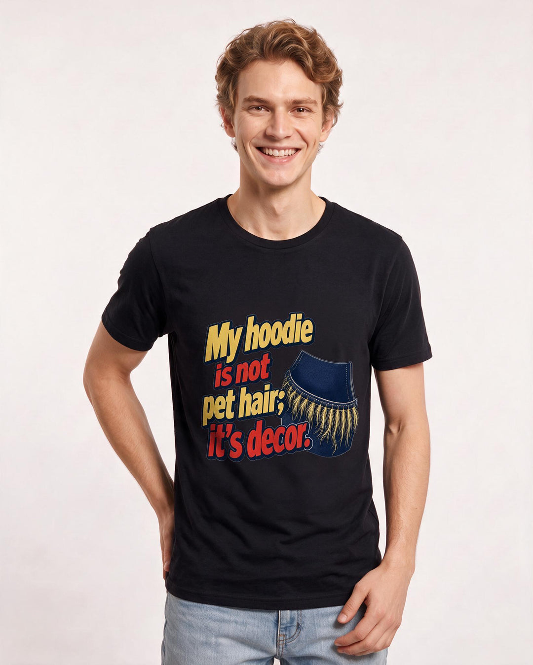 Cat Lover Black T-Shirt for Men – Everyday Expression Graphic Tee product image 3