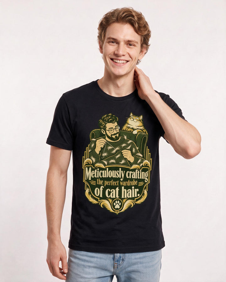 Cat Lover Black T-Shirt for Men – Everyday Expression Graphic Tee product image 1