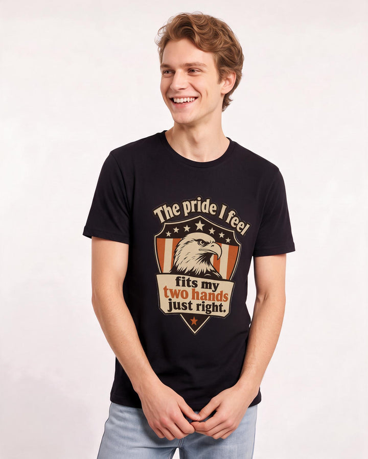 Graphic Men's Black T-Shirt - The pride I feel fits my two hands just product image 3