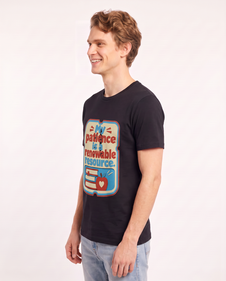 Teacher Gift Men's Black T-Shirt - My patience is a renewable product image 2