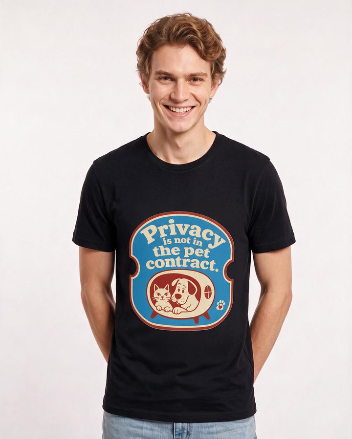 Graphic Men's Black T-Shirt - Privacy is not in the pet contract. product image 3