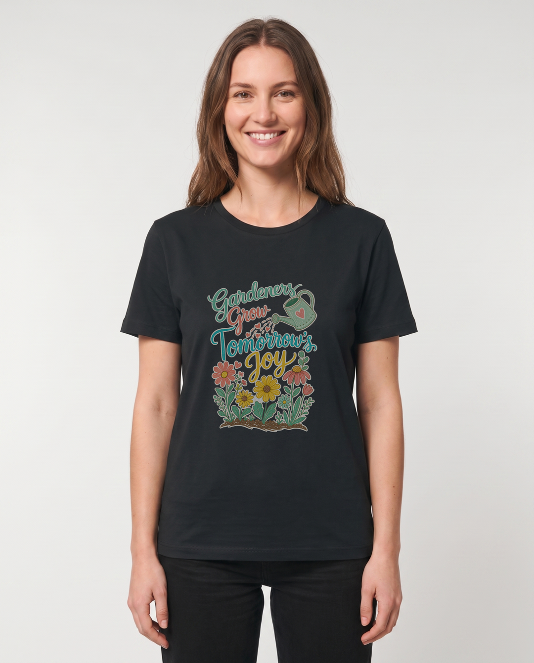 Gardeners Grow Tomorrow’s Joy Black T-Shirt mockup 1