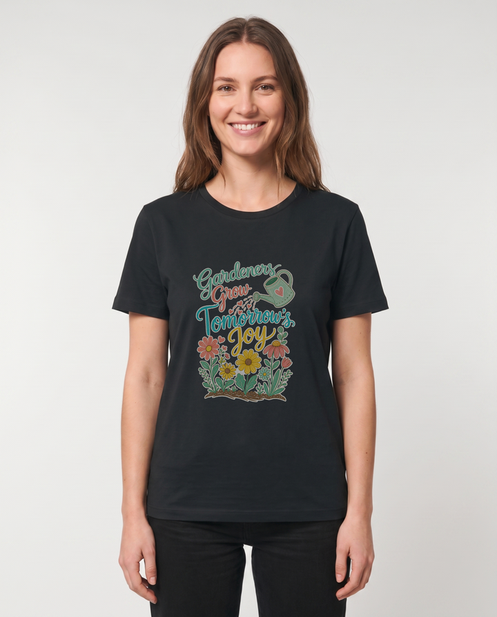 Gardeners Grow Tomorrow’s Joy Black T-Shirt mockup 1