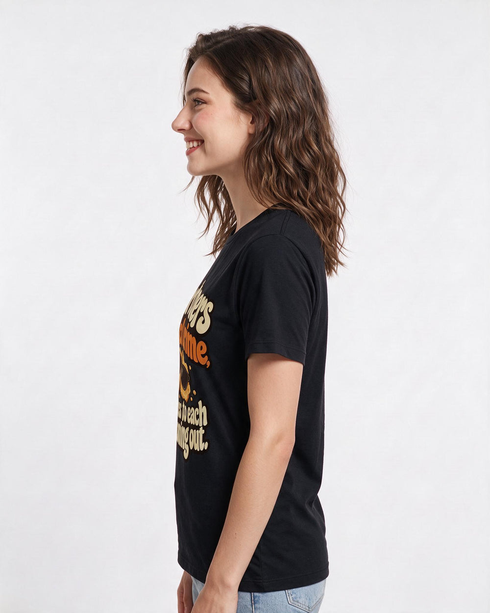 Couples Black T-Shirt for Women – Everyday Expression Graphic Tee product image 2