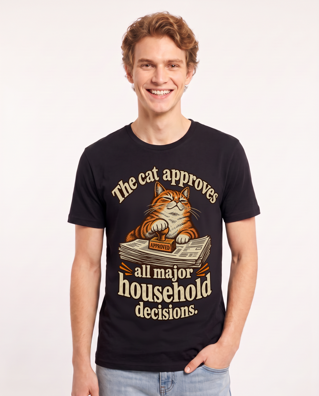 Cat Lover Black T-Shirt for Men – Everyday Expression Graphic Tee product image 3