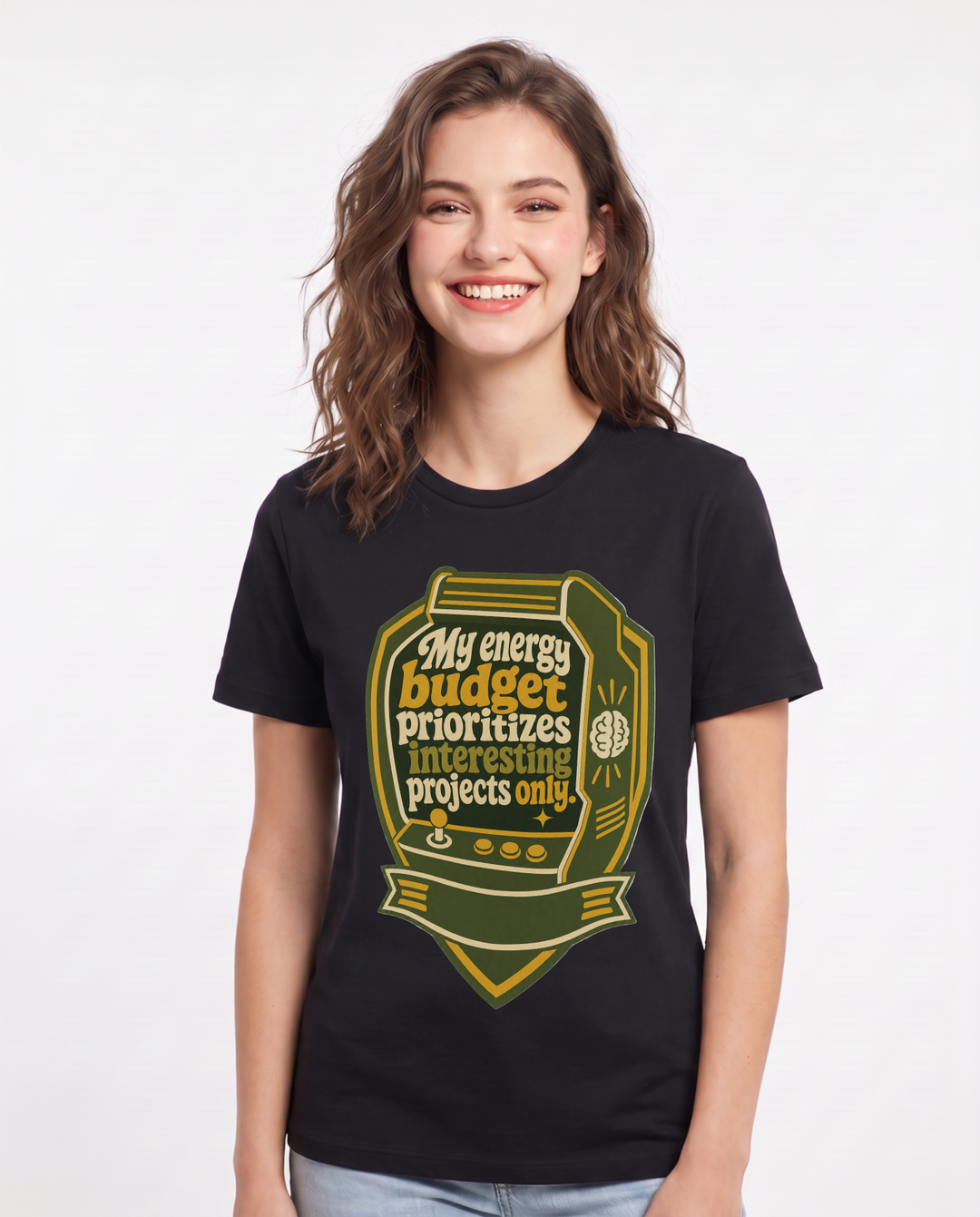 Graphic Women's Black T-Shirt - My energy budget prioritizes product image 1
