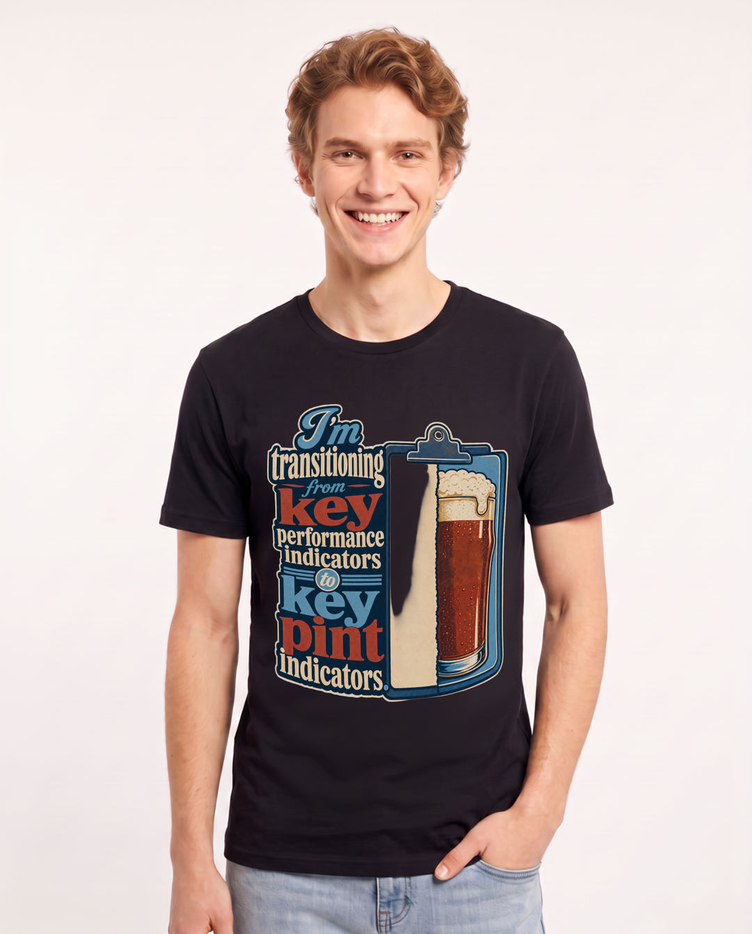 Funny Beer Men's Black T-Shirt – I’m transitioning from key performance product image 1