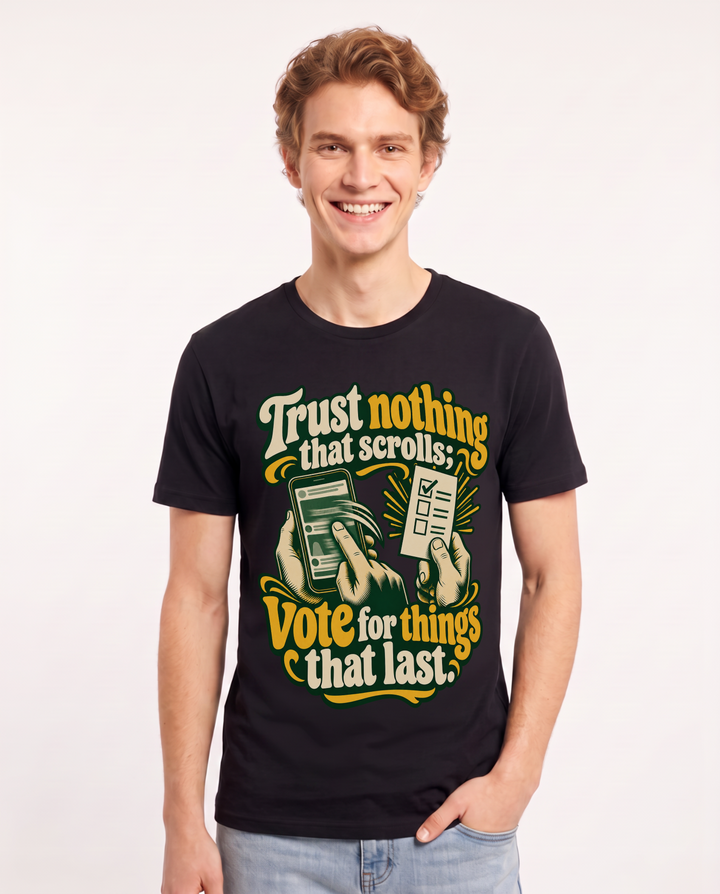 Political Statement Black T-Shirt for Men – Everyday Expression Graphic Tee product image 3