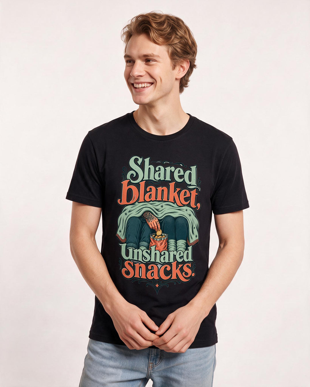 Couples Black T-Shirt for Men – Everyday Expression Graphic Tee product image 1