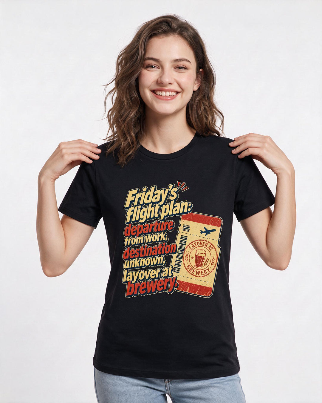 Beer Black T-Shirt for Women – Everyday Expression Graphic Tee product image 1