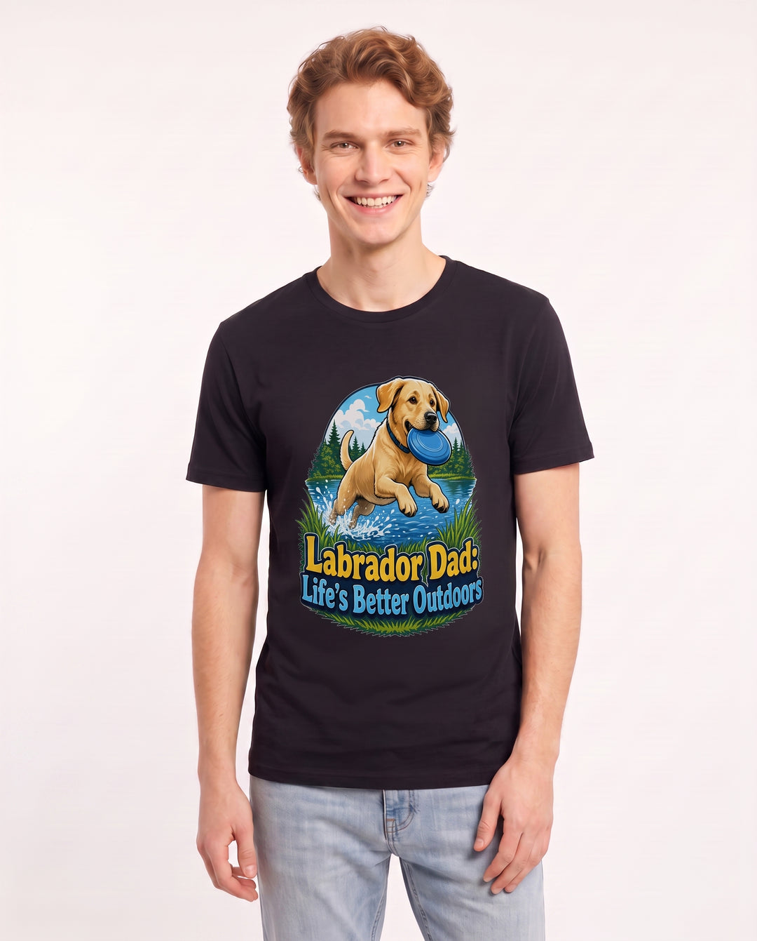 Labrador Dad: Life's Better Outdoors Men's Black T-Shirt product image 1