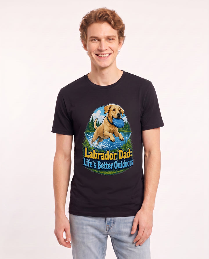 Labrador Dad: Life's Better Outdoors Men's Black T-Shirt product image 1