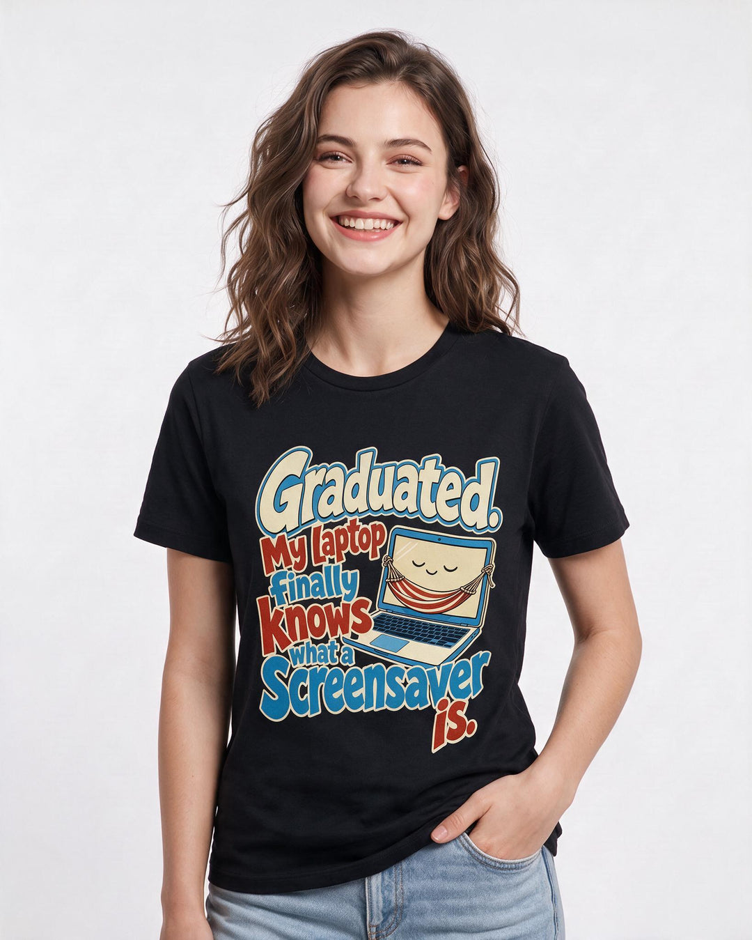 Graduation Black T-Shirt for Women – Everyday Expression Graphic Tee product image 3