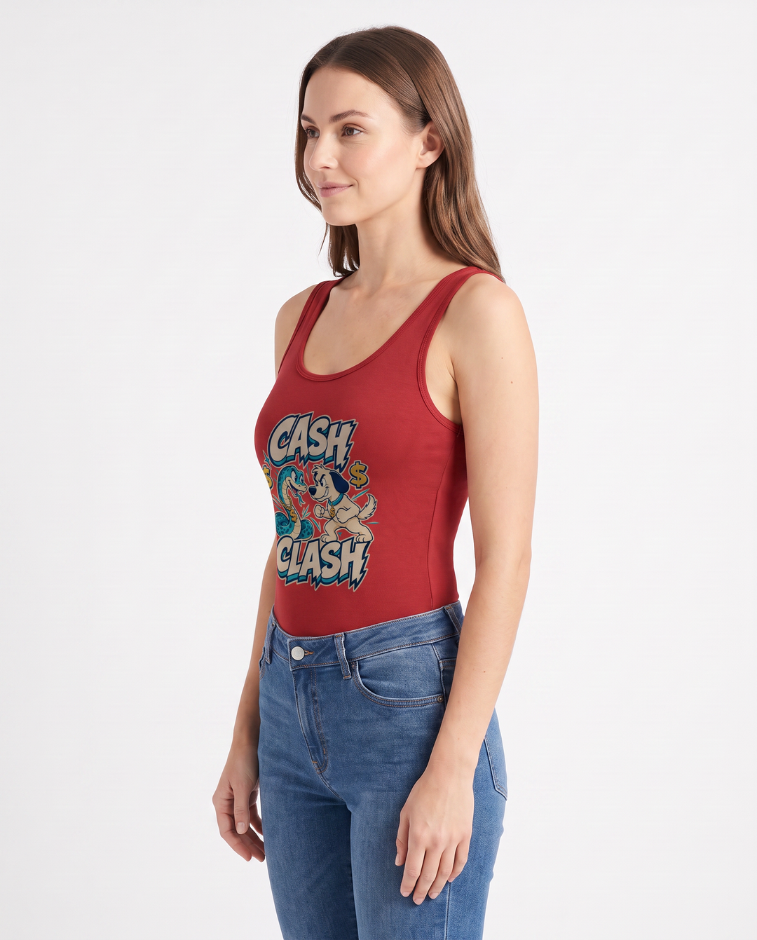 Cash Clash Sleeveless Tank Bodysuit mockup 2