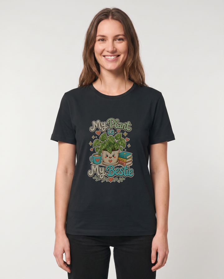 My Plant Is My Bestie Black T-Shirt mockup 1