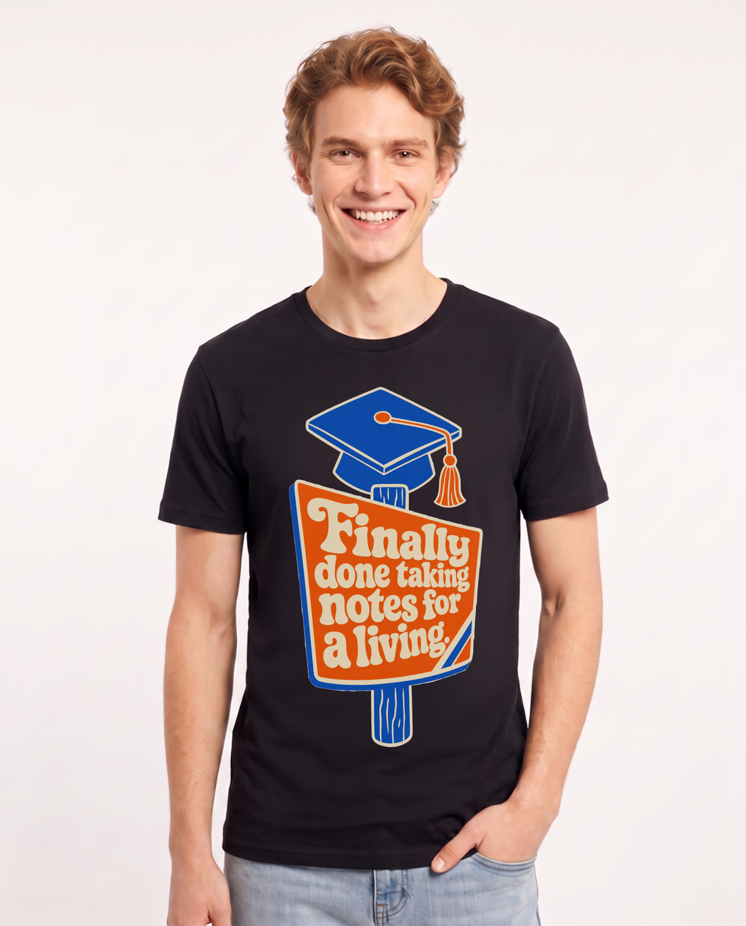 Graduation Gift Men's Black T-Shirt - Finally done taking notes for a product image 1