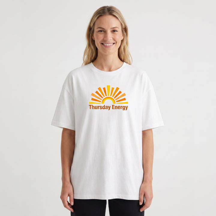 Abstract Sunrise With Dynamic Typography White T-Shirt product photo 1