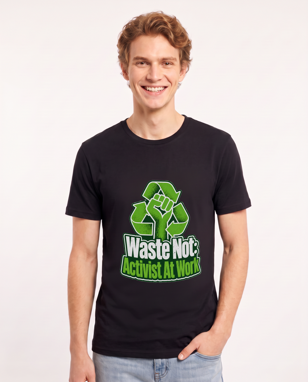 Waste Not: Activist At Work Men's Black T-Shirt product image 2