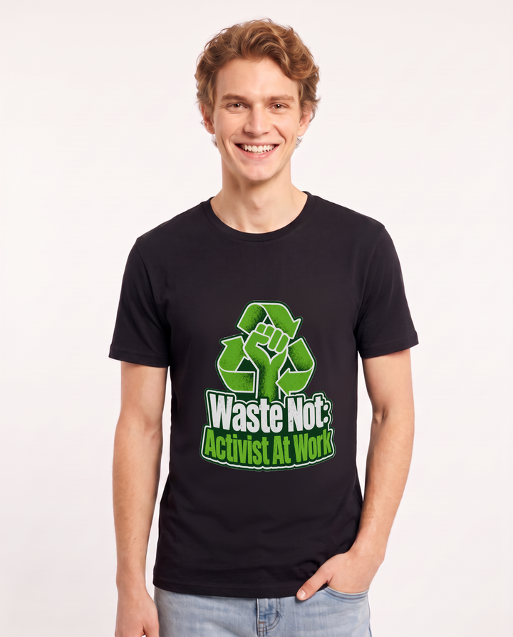 Waste Not: Activist At Work Men's Black T-Shirt product image 2