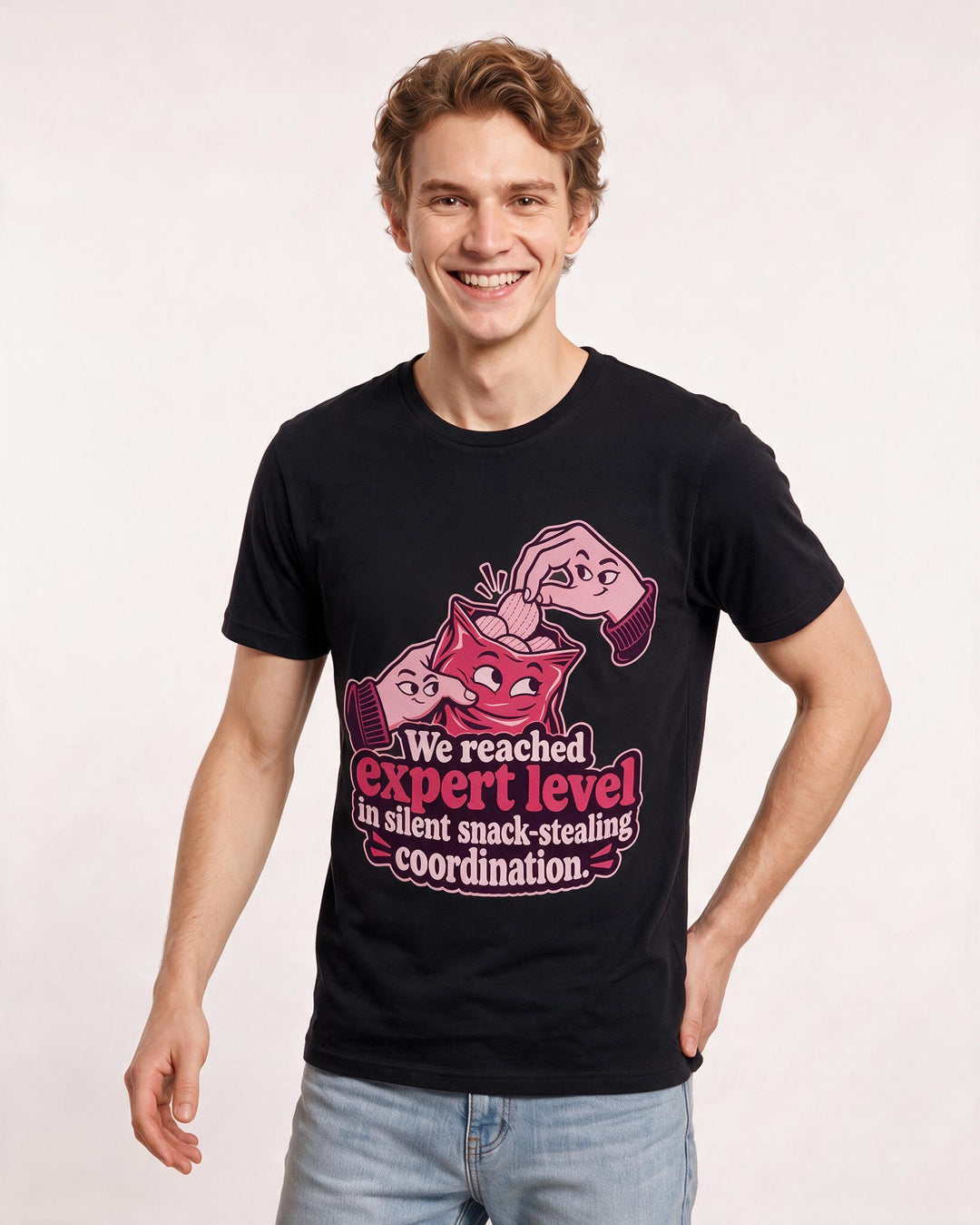 Couples Black T-Shirt for Men – Everyday Expression Graphic Tee product image 1