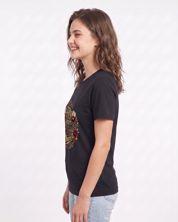 Fifty Years of Love: Cheers! Women's Black T-Shirt product image 3