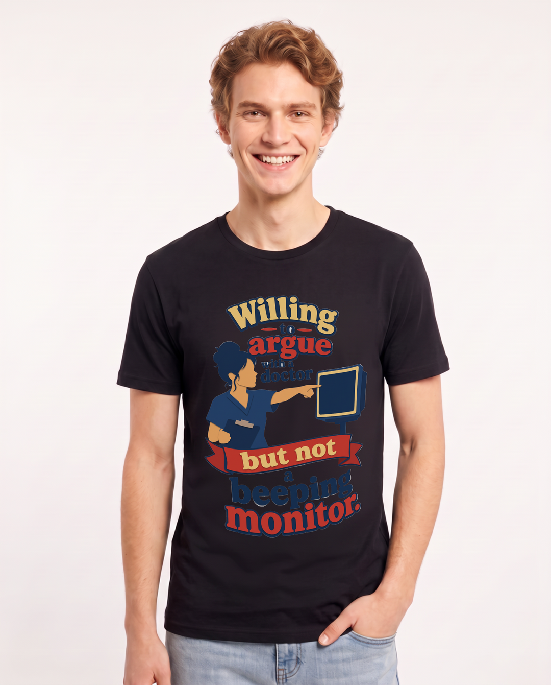 Nurse Black T-Shirt for Men – Nursing Life Graphic Tee product image 3