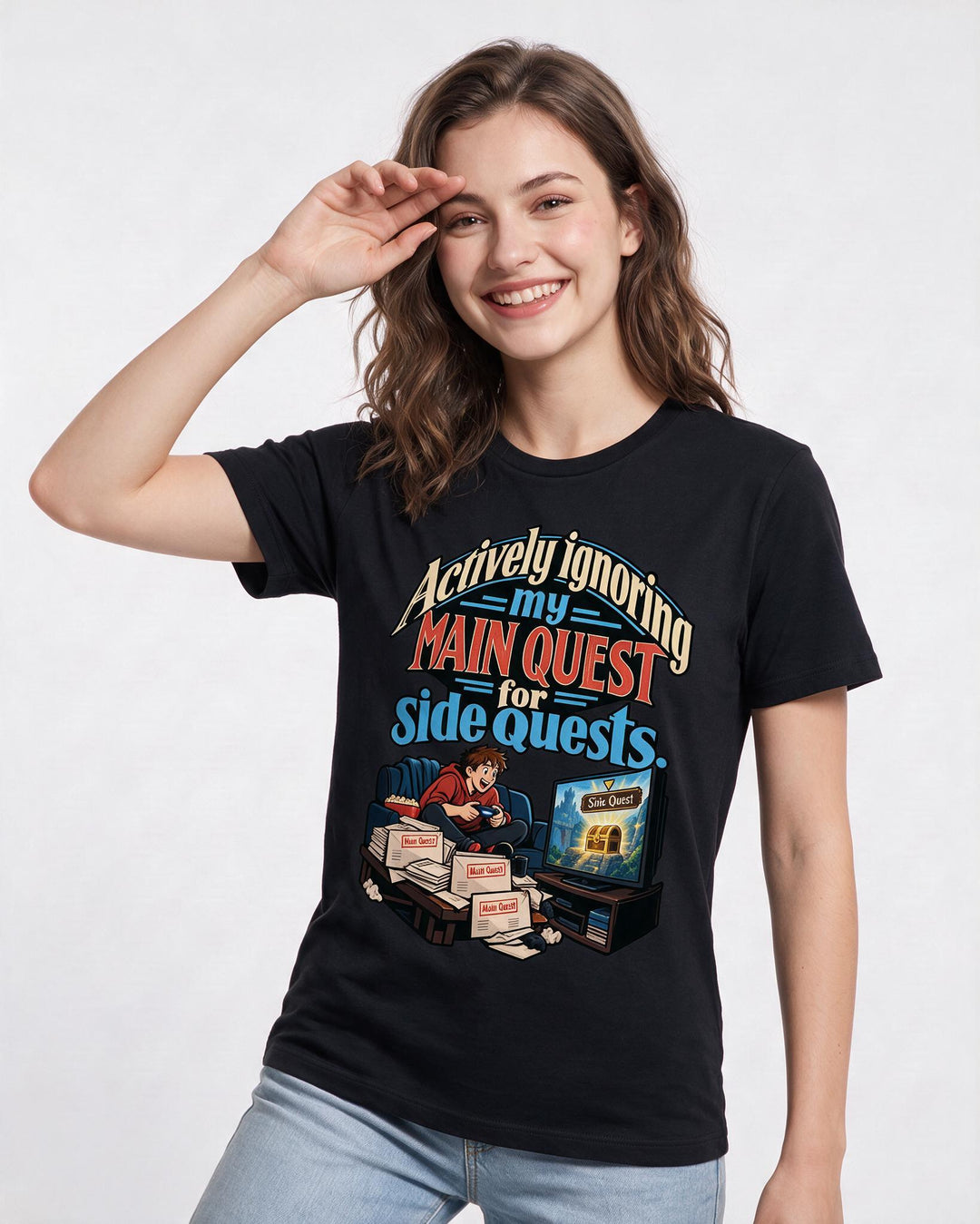 Gaming Black T-Shirt for Women – Game Night Graphic Tee product image 1