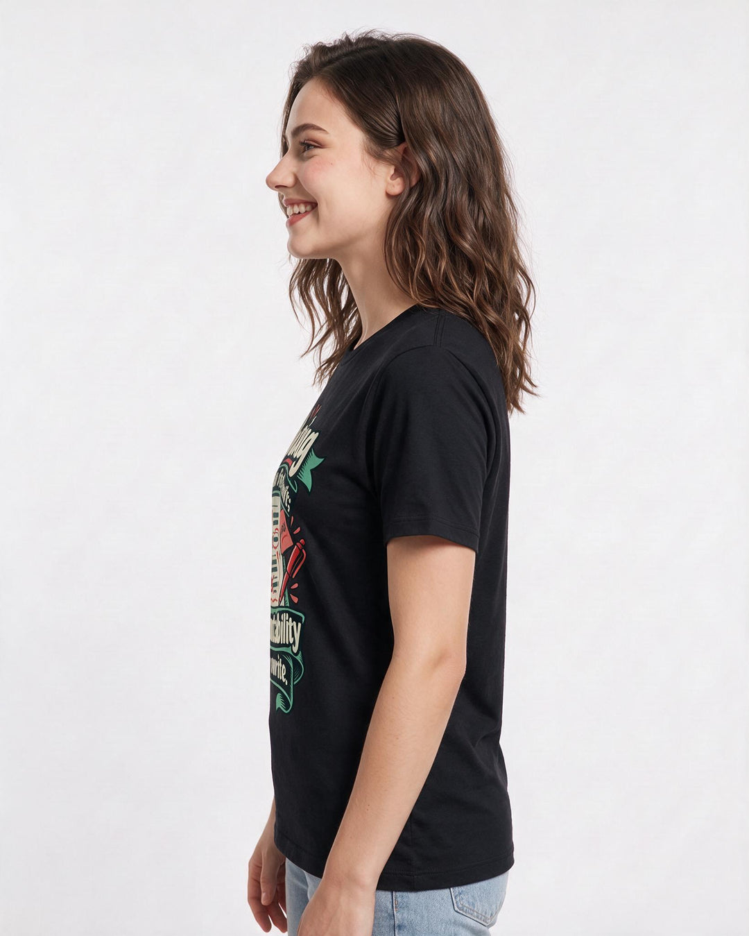 Political Statement Black T-Shirt for Women – Everyday Expression Graphic Tee product image 2