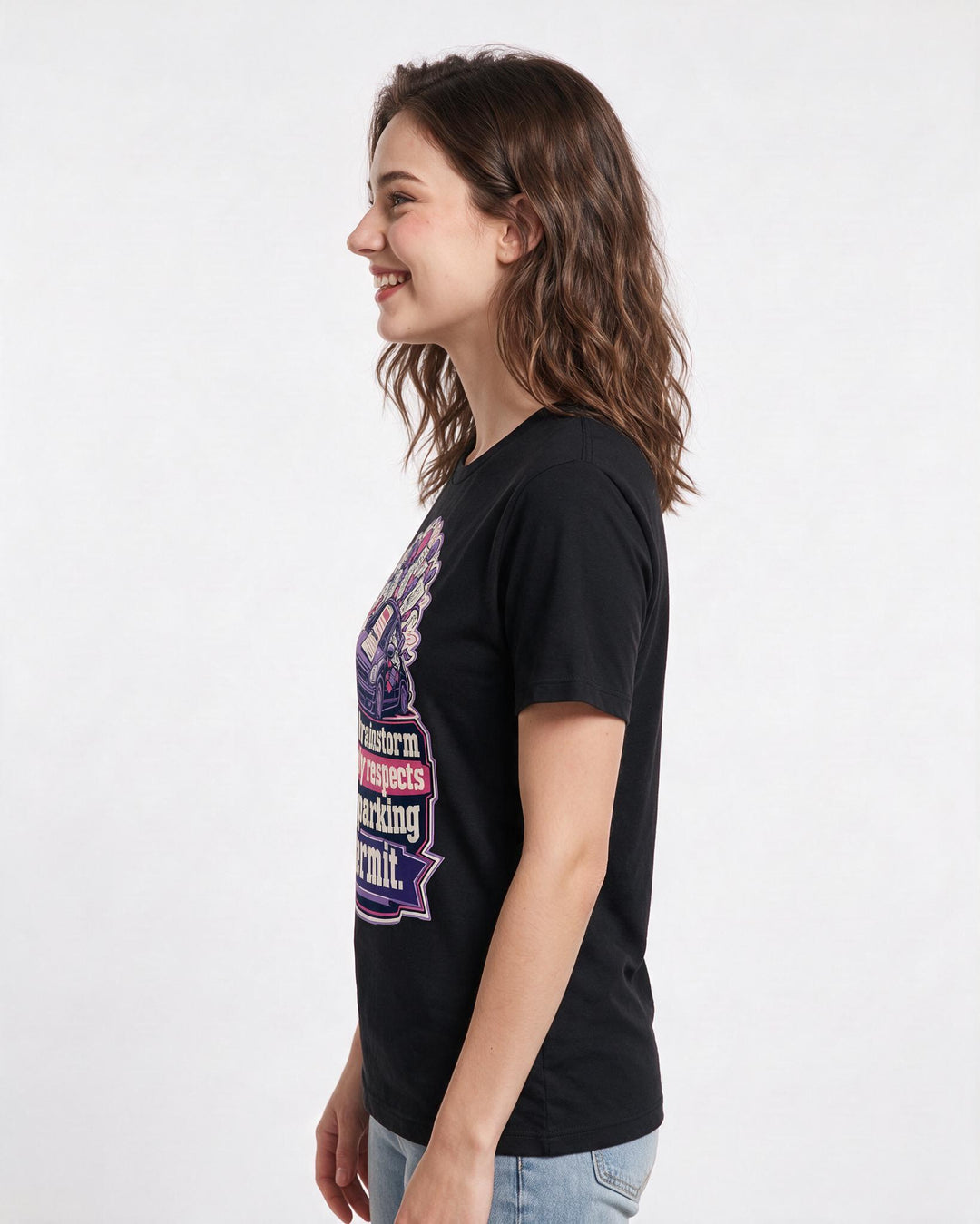 Neurodiversity Women's Black T-Shirt – My brainstorm rarely respects its parking permit. product image 2