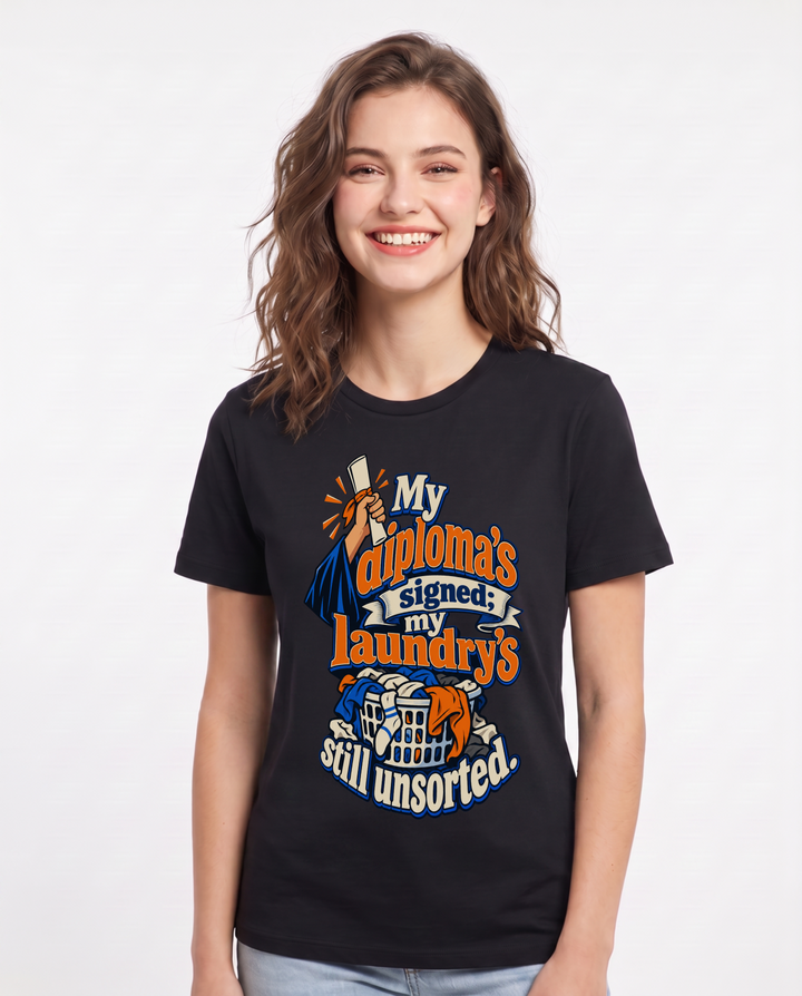 Graduation Black T-Shirt for Women – Everyday Expression Graphic Tee product image 3