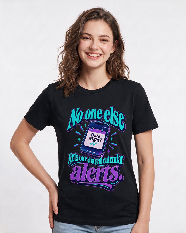 Couples Black T-Shirt for Women – Everyday Expression Graphic Tee product image 1