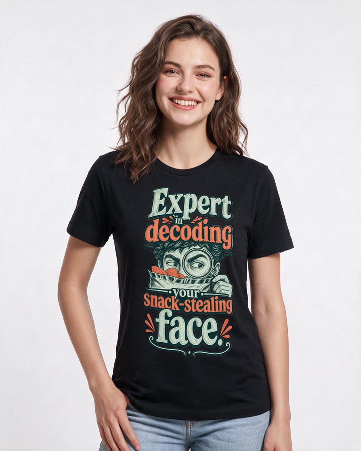 Couples Black T-Shirt for Women – Everyday Expression Graphic Tee product image 1