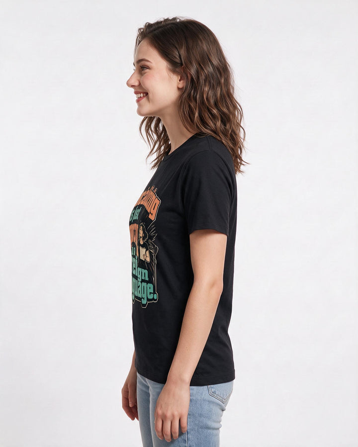 Neurodiversity Women's Black T-Shirt – Socializing is just improv in a foreign language. product image 2