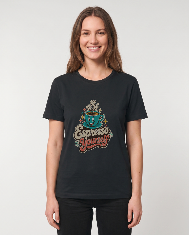 Espresso Yourself Black T-Shirt mockup 1