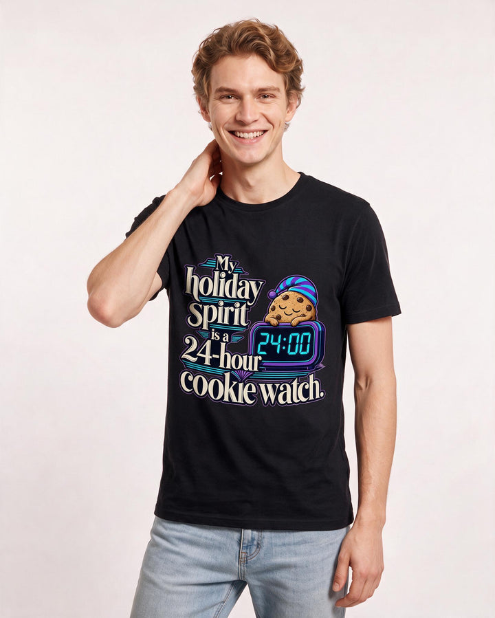 Funny Christmas Men's Black T-Shirt – My holiday spirit is a 24-hour cookie watch product image 3