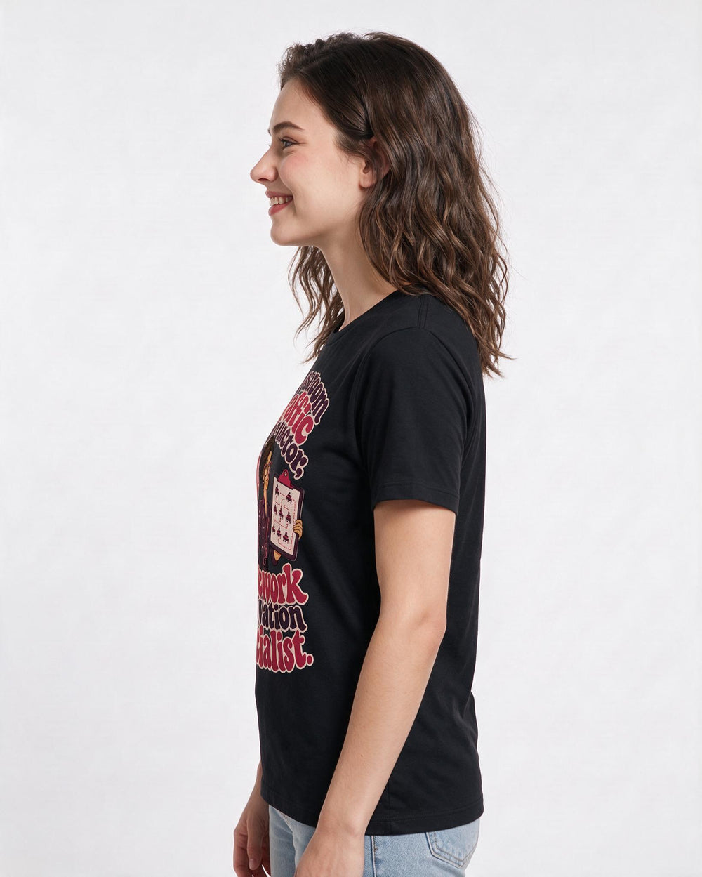 Teacher Black T-Shirt for Women – Everyday Expression Graphic Tee product image 2
